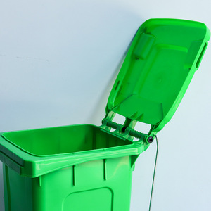 Outdoor Plastic Trash Can 240L Wheeled Rectangular With <b>Lid</b> For Street Sanitation - Product Image 3