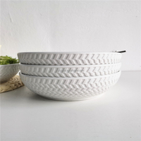 Bol à soupe en céramique blanche en relief de style européen élégant
