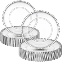 Assiettes de présentation en plastique PS transparent de qualité alimentaire, écologiques, perlées, pour mariages, fêtes et événements – Vente en gros