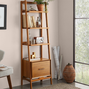 Bibliothèque de style moderne imperméable et antirouille, étagères à livres en bois épais, bibliothèque en teck vintage - Product Image 6