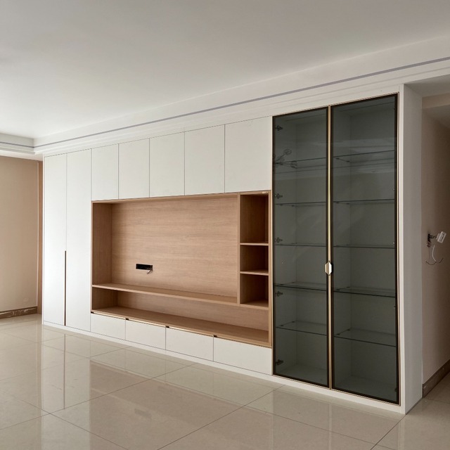 Custom Modern Elegant LED Electric Extendable Wooden TV Cabinet for Living Room Bedroom Entry Multi-functional Storage Furniture