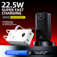 Banco de Energía de Gran Capacidad con Carga Rápida de 30000 mAh, Cable Integrado, Salida de 22.5 W, Linterna LED Portátil, Banco de Energía de 50000 mAh