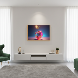 Golden Cherry <b>Wall</b> <b>Art</b>: Shiny Pink Fruit Canvas Print for Modern Glam Decor,1P-Natural <b>Framed</b> - Product Image 3