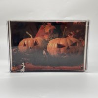 Série Halloween : Cadre photo liquide en acrylique avec citrouille et chauve-souris flottantes, décorations scintillantes, cadeau de fêtes, souvenirs, figurines personnalisées