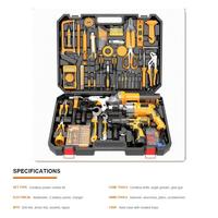 Kit combiné d'outils électriques sans fil : perceuse, visseuse à chocs, meuleuse d'angle, pistolet à colle, avec 2 batteries, chargeur, multimètre et mallette de transport