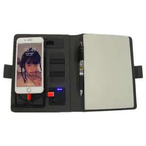 Agenda anneau en cuir a5 doublé power bank carnet <span class=keywords><strong>de</strong></span> notes logo personnalisé - Product Image 2