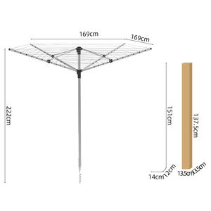 <span class=keywords><strong>Tendedero</strong></span> de <span class=keywords><strong>Ropa</strong></span> Plegable de Aluminio, 4 Brazos, 50m, Grande, Ajustable, Resistente, para Exteriores, Tipo Sombrilla, Color Personalizable - Product Image 3