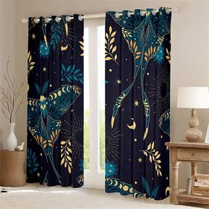 Dead Moth Sun Moon Ventana Cortinas Mandala Mariposa Trippy Hippie Art Ventana Cortinas Black Out Luxury Living Room Cortina - Product Image 2