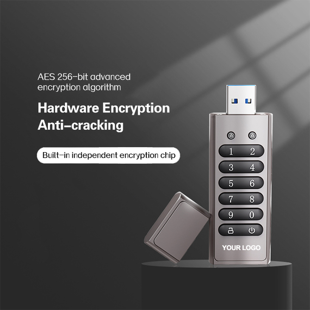 USKYSZ USB3.0 High-Speed Encrypted Metal USB Flash Drive 32GB 64GB 128GB Mini Style with Engraved Logo Box Packed