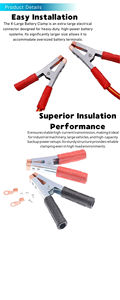 JIALUN 400A <span class=keywords><strong>500A</strong></span> 600A 반 절연 대형 자동차 배터리 부스터 케이블 헤비 듀티 악어 클립 하이 퀄리티 - Product Image 3