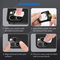 Protecteur d'objectif de caméra de téléphone en verre trempé Premium 9H 3D pour iPhone 11 12 13 14 15 16 Pro Max