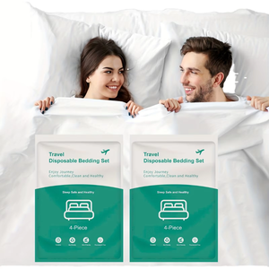 तकिए स्नान तौलिया के साथ डिस्पोजेबल बिस्तर सेट, वैक्यूम-पैक चार-टुकड़ा सेट कोई बुना हुआ डिस्पोजेबल चिकित्सा अस्पताल बिस्तर शीट - Product Image 1