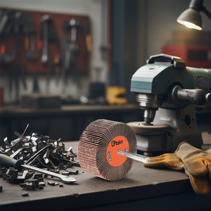 Roue à lamelles abrasives Ttake 80x40 mm, grain 60, tige de 6 mm pour le meulage du métal - Product Image 3