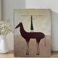 Peinture à l'huile sur toile personnalisée avec portrait encadré de cheval aux longues jambes, art mural vert pour la décoration de salle à manger