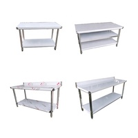 Plan de travail double couche en acier inoxydable pour cuisine commerciale et restaurant d'hôtel avec pare-éclaboussures, capacité 200 kg, surface polie