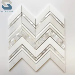 Best price chevron thassos white with mother of pearl mosaic tile