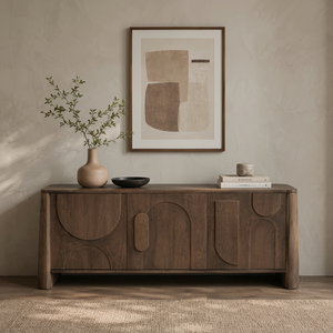 Aparador Moderno de Lujo en Madera Sólida, Ecológico, con Almacenamiento Geométrico, Puerta Estilo Shaker, Montaje en Pared, Gran Capacidad, Mueble para el Hogar - Product Image 1