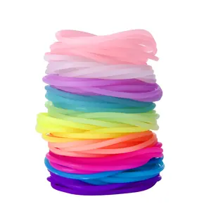 Lumines zierende Bulk Jelly Armbänder Bunte Rainbow Diva Disco Jelly Stretch able Armreifen