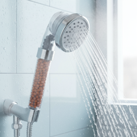 Douche à main en ABS finition chromée, triple sortie, montage mural, haute pression, économie d'eau, filtre à eau minéralisée pour salle de bain