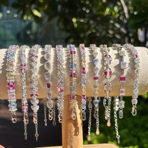 Ins Offre Spéciale Dope Couleur Arc-En-Ciel Cubique Zircone 925 Bracelet En Argent Sterling Pour Femmes Cubique Zircone <span class=keywords><strong>Tennis</strong></span> Bracelets - Product Image 2