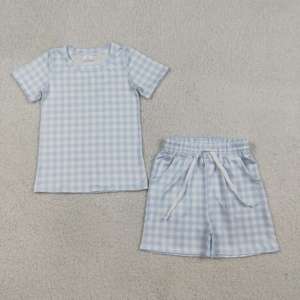 BSSO1684 RTS Boutique Baby boy <b>Green</b> plane cloudy embroidery Clothing Set summer Outfits Wholesale set - Product Image 5