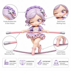 Figura <span class=keywords><strong>de</strong></span> Vinilo Personalizada <span class=keywords><strong>de</strong></span> Bailarina <span class=keywords><strong>de</strong></span> la Cuerda <span class=keywords><strong>de</strong></span> Hilo, OEM/ODM, Juguete Coleccionable <span class=keywords><strong>de</strong></span> Acrobata <span class=keywords><strong>de</strong></span> <span class=keywords><strong>Circo</strong></span>, Directo <span class=keywords><strong>de</strong></span> Fábrica - Product Image 2