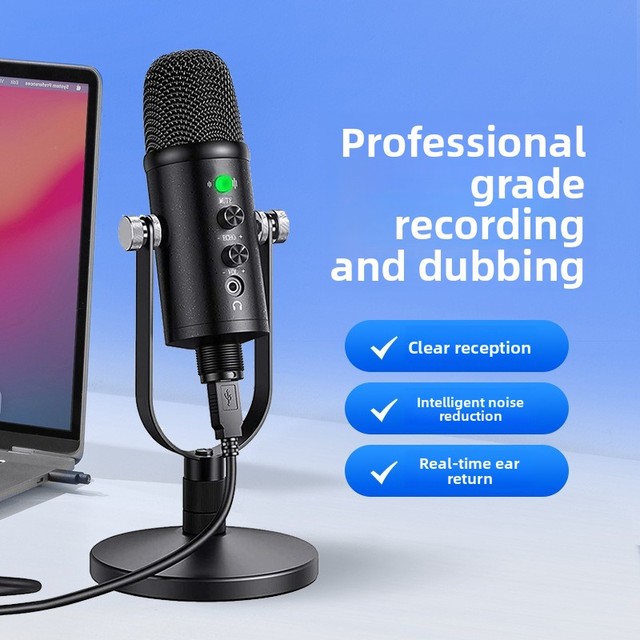 High Quality USB Condenser Mic for Computer Gaming Streaming Phone Recording Noise Cancelling