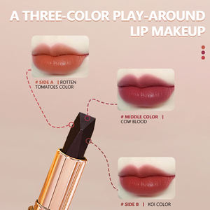 <span class=keywords><strong>3</strong></span> Arten von Rot in 1 Lippenstift Samt-Matt Lippenstift Nicht Klebender Lipgloss Wasserfest Langanhaltend Sexy Damen Lipgloss - Product Image 2