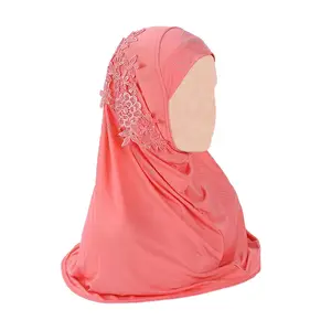 Hot Spring High Quality Chiffon Solid Color Headgear Soft Wholesale Long Diamond Embroidery Flower Scarf Shawl Muslim Hijabs