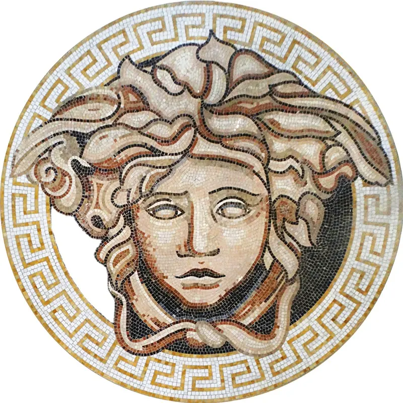 Medaglione su misura del pavimento del mosaico di marmo di forma rotonda di Design moderno con il bordo del modello del ritratto murale