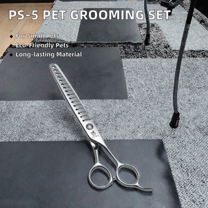 7.0 Inch Veterinary Stainless Steel Animal Shaped Scissors Pet Grooming Scissors Fishbone <b>Teeth</b> 5 Scissors Set - Product Image 3