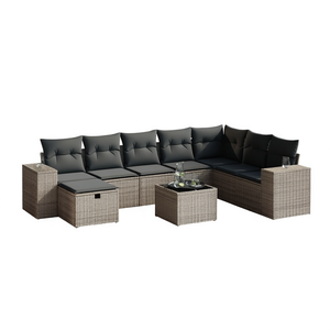 Conjunto de Sofá de Jardín de Ratán Sintético Gris, 6 Plazas, Muebles de Exterior de Diseño Contemporáneo con Estructura de Acero Resistente - Product Image 1