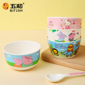 Wuhe Childrens Bowl Melamine Cartoon Design For Kids 2-4 Years Straight Body Anti Slip Bowl - Product Image 3