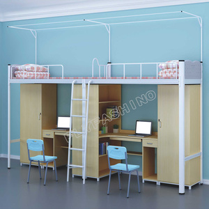 Prix bon marché Collège Travailleur Appartement Maison Dortoir Facile à Installer Métal École 2 Étudiants Stockage en bois Loft <span class=keywords><strong>Lit</strong></span> superposé <span class=keywords><strong>avec</strong></span> <span class=keywords><strong>bureau</strong></span> - Product Image 5