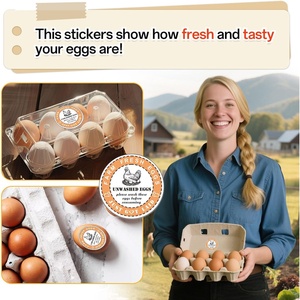 Lot d'autocollants pour œufs frais de la ferme, comprenant 250 cartes d'instructions, 800 autocollants ronds non lavés pour cartons d'œufs fraîchement coulés - Product Image 6