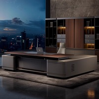 Bureau de direction moderne et simple avec design luxueux, fonction extensible, en chêne, pour usage domestique ou professionnel.