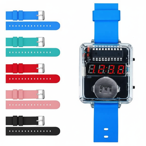 LED DIY Electronic <b>Watch</b> Kit <b>Digital</b> Tube Clock PCB Mounting Soldering Assembly Silicone Strap Display System - Product Image 1