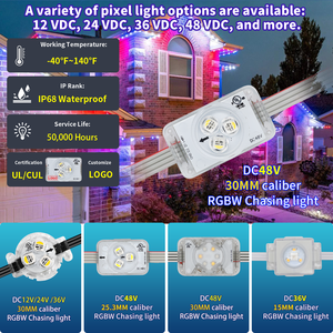 RGBW <span class=keywords><strong>Led</strong></span> Nube Wifi Control Iluminación de vacaciones permanente Ip68 <span class=keywords><strong>Led</strong></span> Luces de Navidad 48V 30mm 4 cables Luces permanentes para exteriores - Product Image 2