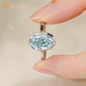 Anillo de Compromiso Solitario Goldleafgem S925 de Plata con Diamante Cultivado en Laboratorio de Corte Ovalado, Personalizado de 1CT, 2CT, 3CT, con Certificado IGI - Product Image 4