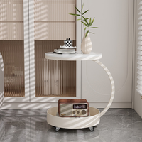 Table d'appoint ronde moderne avec plateau en verre, structure en fer, double rangement, table basse d'appoint, meuble de salon, table d'angle