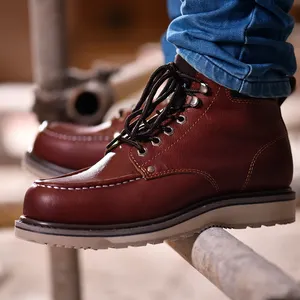 Chaussures de travail rembourrées pour hommes, bonne qualité, avec bout en acier, bottes de sécurité à coupe haute