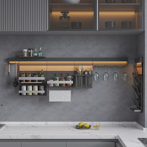 Cost-effective <strong>Storage</strong> Organizer Wall-mounted Kitchen Knife Spoon Utensils Holder <strong>Rack</strong> with <strong>Towel</strong> Hanger - Product Image 1