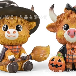 Statue de taureau des Highlands en résine pour Halloween, décoration intérieure en forme d'animal, ornement pour la maison et le bureau, ensemble AB 898 - Product Image 5