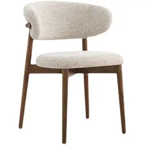 Hot Sale Luxury High Quality Soft Sponge Upholstered Fashion Hemp Cloth Fabric Cafe Dining Chair For Restaurant Living Room