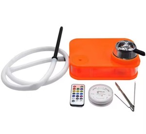 Nouveau Kit Complet LED <span class=keywords><strong>Chicha</strong></span> Cachimba Lumineuse Narguilé Acrylique Portable Carré Type Livre avec Tuyau en Cuir - Product Image 4