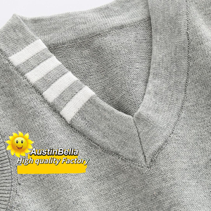 Gilet <span class=keywords><strong>pull</strong></span> <span class=keywords><strong>sans</strong></span> manches en tricot pour garçons, personnalisé, de haute qualité, col en V, 20149 - Product Image 3