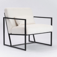 Fauteuil d'appoint en tissu bouclé personnalisé, fauteuil lounge moderne avec rembourrage en mousse haute densité et structure en métal thermolaqué