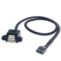 Cable adaptador USB de doble capa DuPont 2.54 de 9 pines con orificio para tornillo, cable de placa base de 9 pines a USB 2.0 de dos puertos con deflector