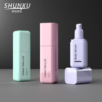 Emballage de luxe personnalisé pour flacons cosmétiques en plastique 80 100 120ml, flacon pulvérisateur à fine brume en PET, flacon pompe à épaule plate vide pour lotion