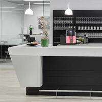 Bar lounge personnalisé Corian Surface solide Salle du personnel Comptoir de boissons Comptoir de bar au sous-sol